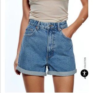 Zara High Waisted Mom Denim Shorts